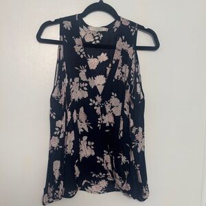 Lush Navy Floral Cold-Shoulder Top